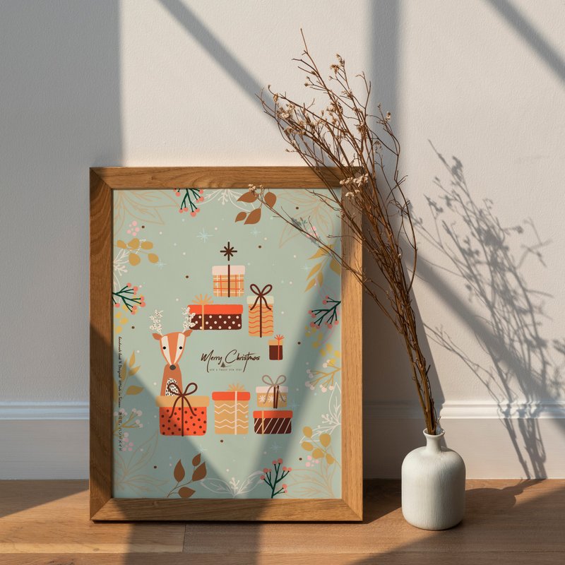 トナカイの贈り物【CM21012】ロココストロベリー クリスマスカード ポストカード 封筒付き - はがき・メッセージカード - 紙 