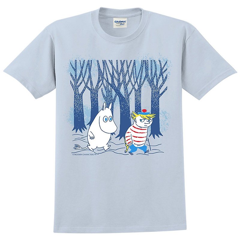 Authorized by Moomin-Short-sleeved T-shirts and Diqi (2 colors) - เสื้อยืดผู้หญิง - ผ้าฝ้าย/ผ้าลินิน สีน้ำเงิน