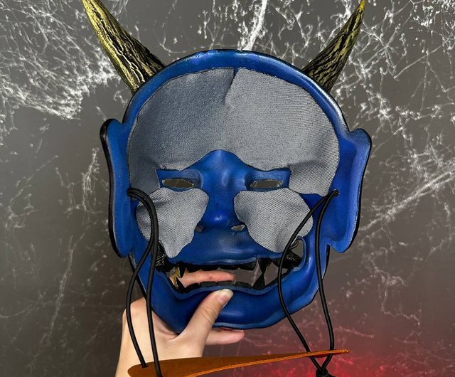 日本の般若面 青鬼の仮面 侍の仮面 着用可能な鬼の仮面 - ショップ