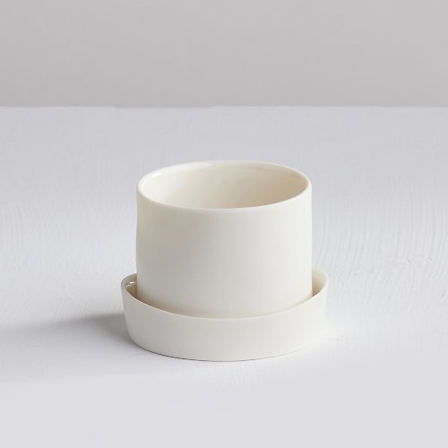 3,co 當代瓷器 【3,co】水波蓋杯(2件式) - 白