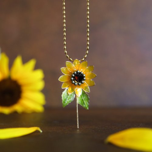 2Wayブローチ&ネックレス太陽の花ひまわり - ショップ ちくわ
