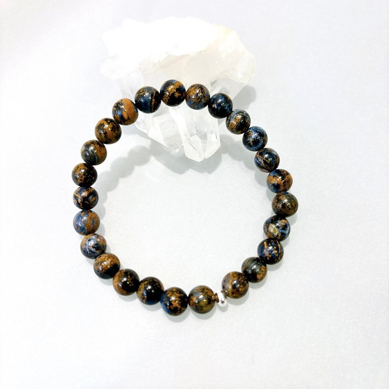 Ops Pietersite silver bracelet -限定/彼得石/925純銀/彈性手鍊 - 手鍊/手環 - 寶石 咖啡色