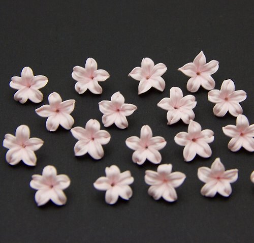 FlorenBeads Pink flower beads polymer clay 12-14mm, Small flower beads for jewelry making