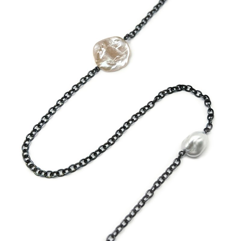 Harmonized Pearl Long Necklace - สร้อยคอ - เงิน ขาว