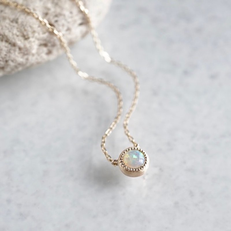 [October] Opal birthstone necklace 4mm [P108K10(OP)] - Necklaces - Gemstone 