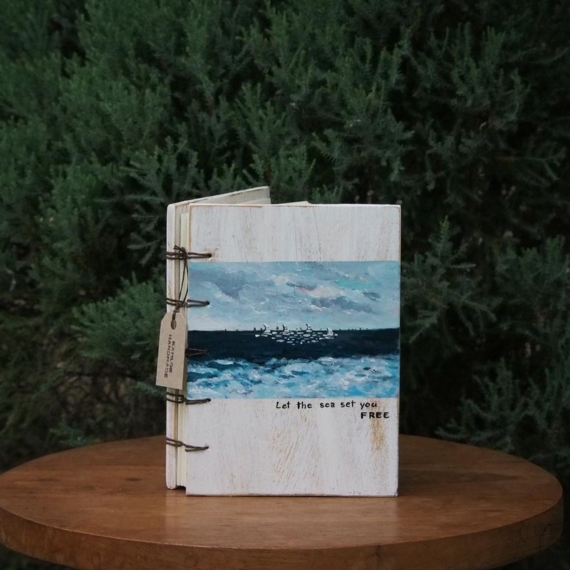 Beautiful sea. Notebook Handmade notebook Diary 筆記本 journal - Notebooks & Journals - Wood Blue