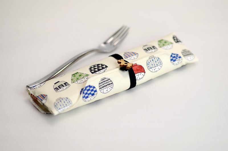 [Japanese cloth] Eco-friendly tableware bag/tool ​​bag/pencil bag#rice - Other - Cotton & Hemp 