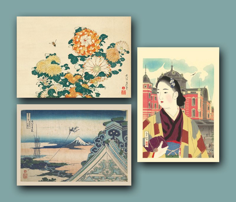 Ukiyoe postcards - Cards & Postcards - Paper Blue