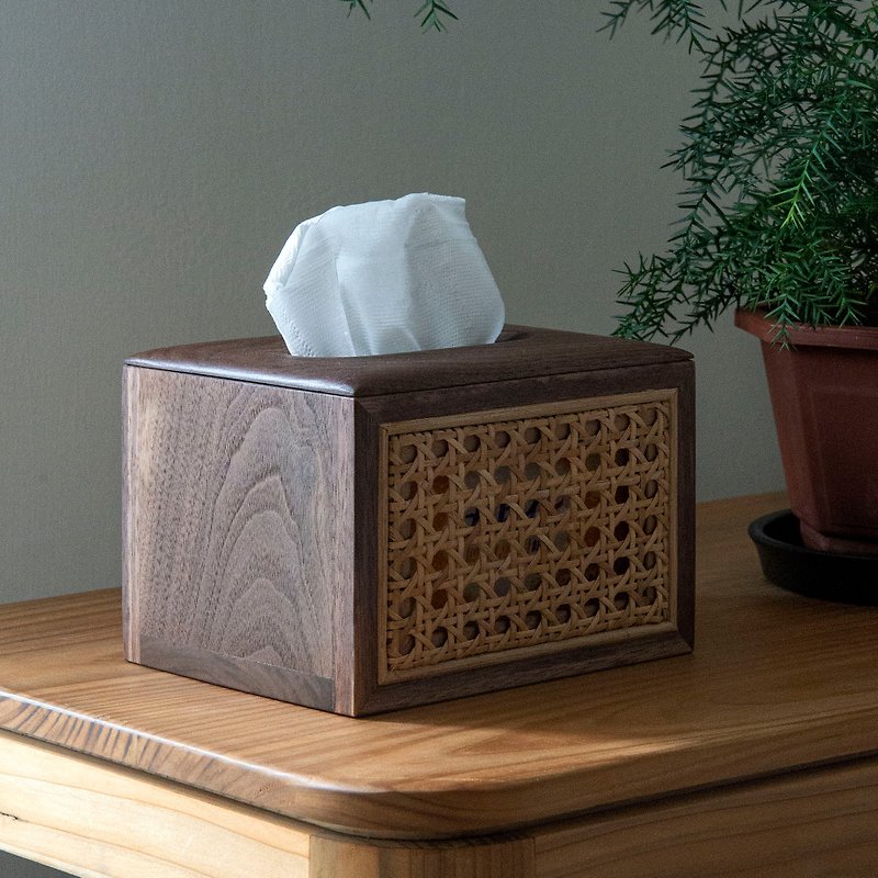 Tomood/ solid wood double-sided Tissue Box between earth and wood_Walnut_M - Tissue Boxes - Wood Khaki
