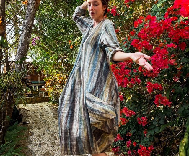 Tie Dye Dress, Tie Dye Clothing, Shibori Dress, Long Tie Dye Dress