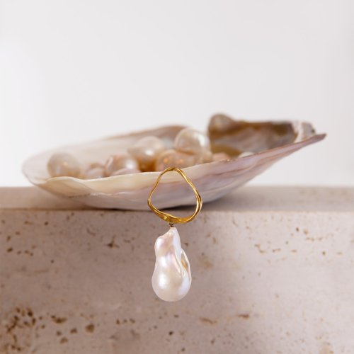 Olivia Yao Jewellery 【品牌設計款最佳禮物】夏日海浪 天然巴洛克珍珠 垂墜式耳環