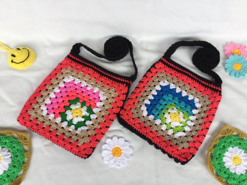 Crochet phone bag Handmade/shoulder bag/phone bag /rainbow bag - Messenger Bags & Sling Bags - Acrylic Multicolor