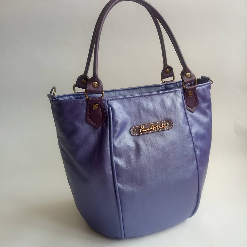 珠光紫球型兩用包 - 手袋/手提袋 - 聚酯纖維 紫色