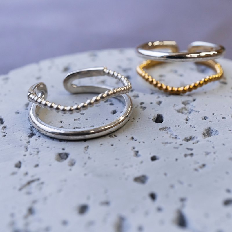 【Layered】Silver 925 Ring with Plating Option 【Made to Order】S-058 - แหวนทั่วไป - โลหะ สีเงิน