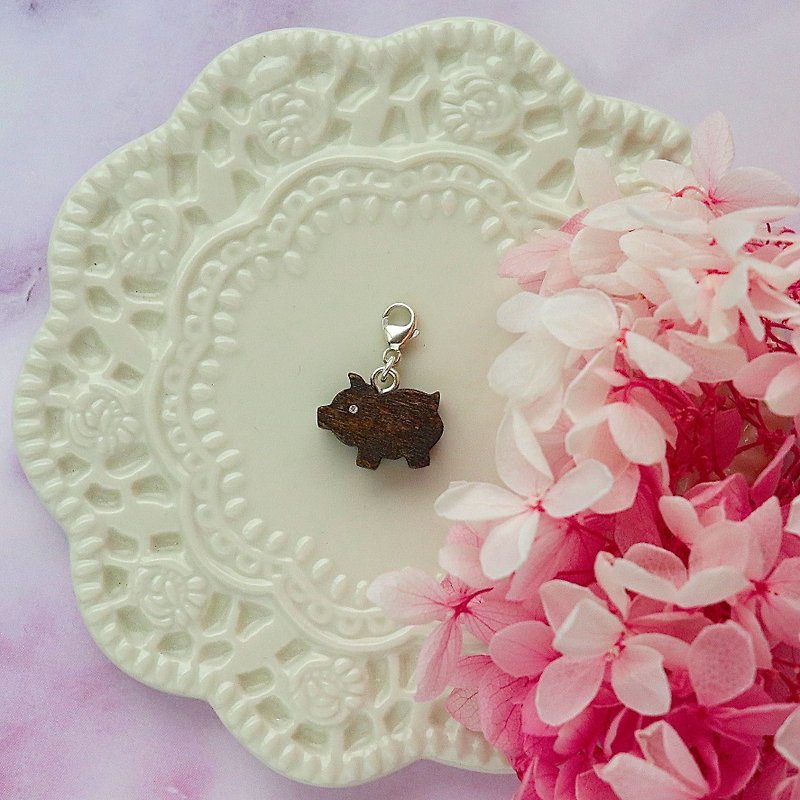Pig wooden charm