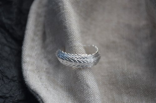 S-JEWELRY首飾店 羽 925銀手工天然肌理純銀開口戒指 建議範圍港碼9-11號