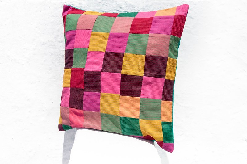 Hand-stitched hug pillowcase cotton pillowcase hand-splicing pillowcase - ethnic style square geometry cake - หมอน - ผ้าฝ้าย/ผ้าลินิน หลากหลายสี