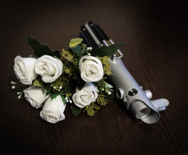 White wedding bouquet holder inspired by Rey's lightsaber hilt - Shop  Tasha's craft Dried Flowers & Bouquets - Pinkoi