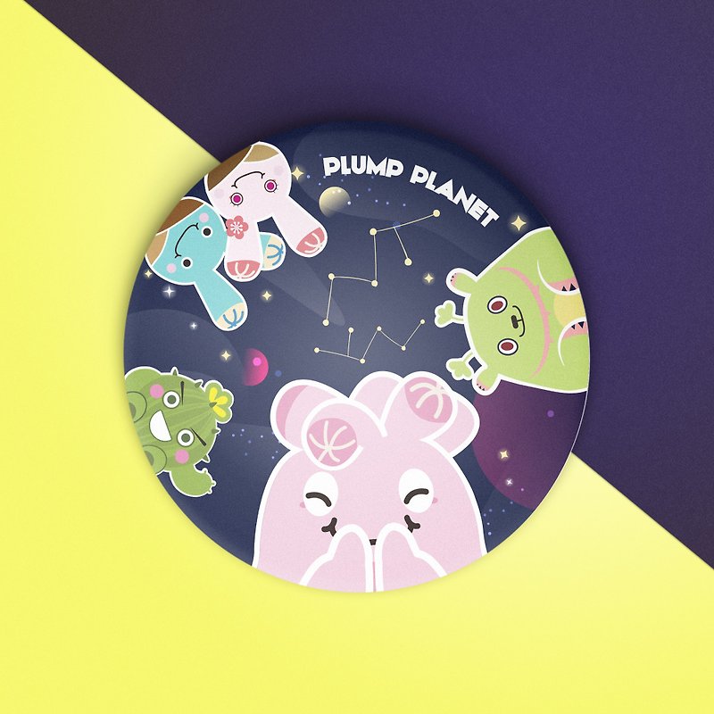 【Plump Planet Friends】Pin back Badge | Galaxy Planet - Badges & Pins - Plastic Blue