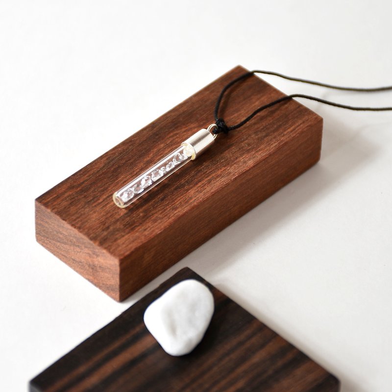 Handmade Herkimer Diamond in Glass Tube Pendant Necklace, April Birthstone - สร้อยคอ - เครื่องเพชรพลอย ขาว