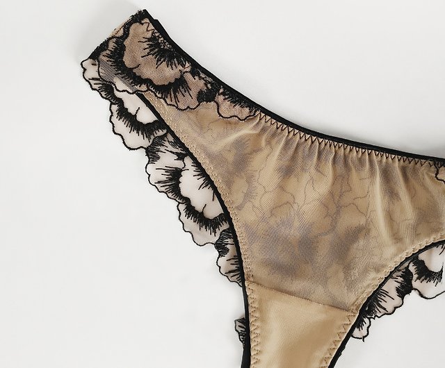 Floral lace brazilian panties - Cute lingerie - Women's sexy