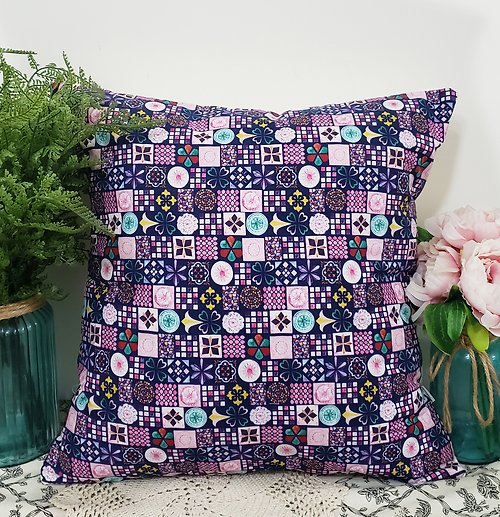 hazelnut 北歐特色超美紫色馬賽克風格圖案抱枕靠枕靠墊枕套