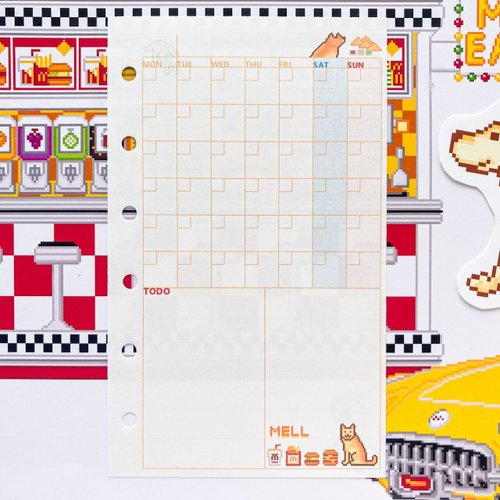 システム手帳用紙 ミニ6 マンスリー 右側だけ 裏面メモ メル会長 12