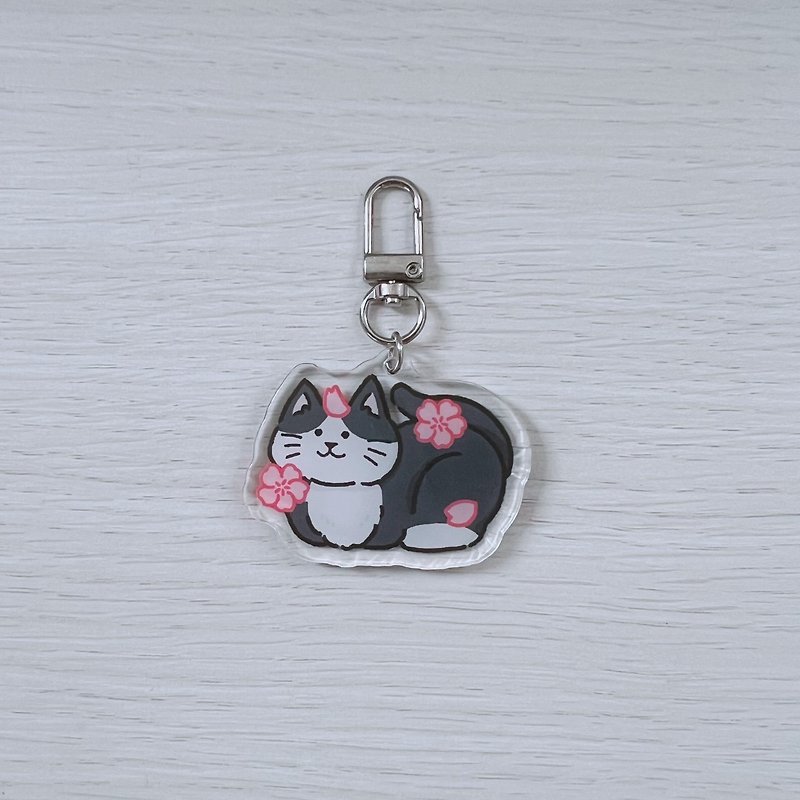 賓士櫻花貓貓吊飾 - 鑰匙圈/鎖匙扣 - 其他材質 透明