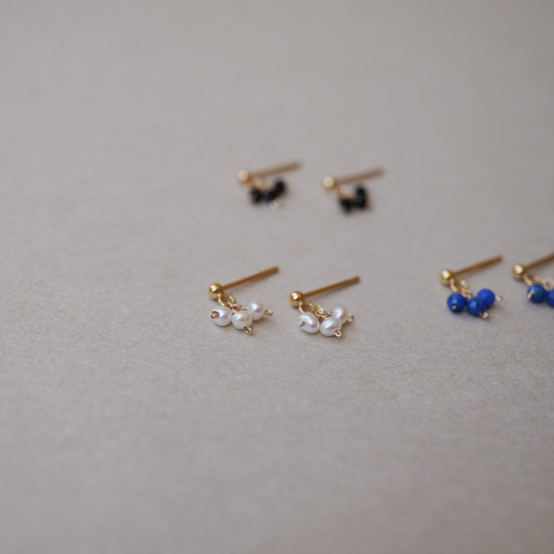 14kgf 極小3粒ドットピアス　/イヤリングクリップ - 耳環/耳夾/耳骨夾 - 石頭 多色