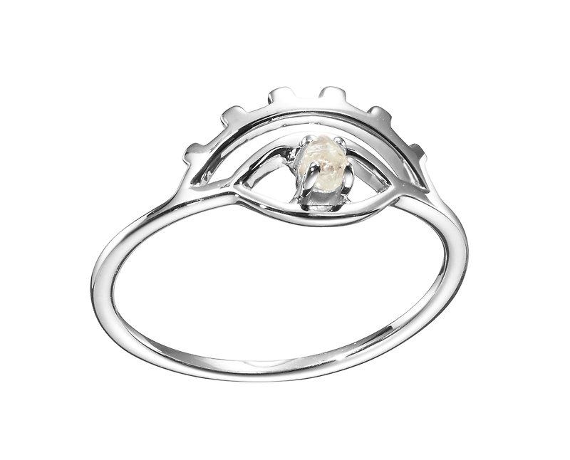 Evil Eye Ring, Raw Diamond Ring, Uncut Diamond Ring, Eye of Horus Ring, 9k Ring - แหวนทั่วไป - เพชร สีเงิน
