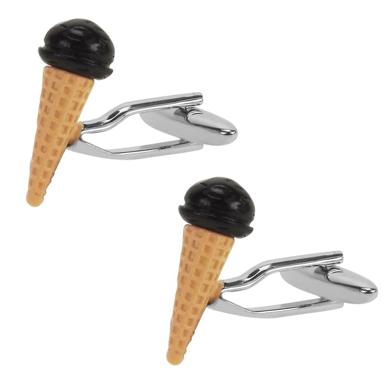 Chocolate Ice Cream Cone Cufflinks - Cuff Links - Other Metals Brown