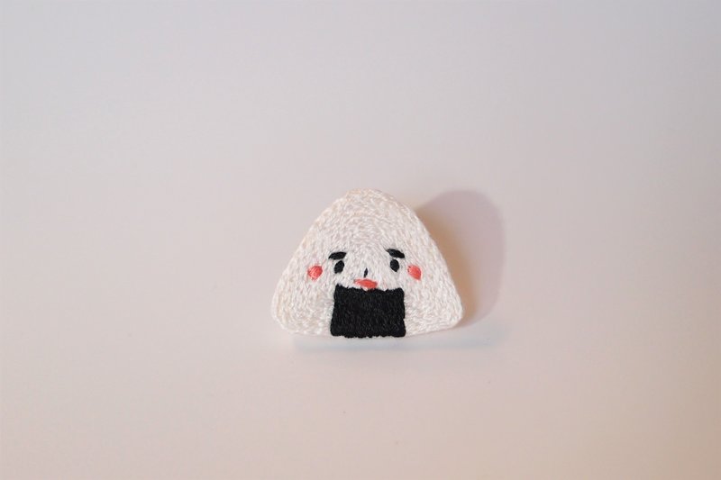 可愛食物系列 I 飯糰妹妹 I 刺繡 扣針 胸針 別針 心口針 - 胸針 - 繡線 白色