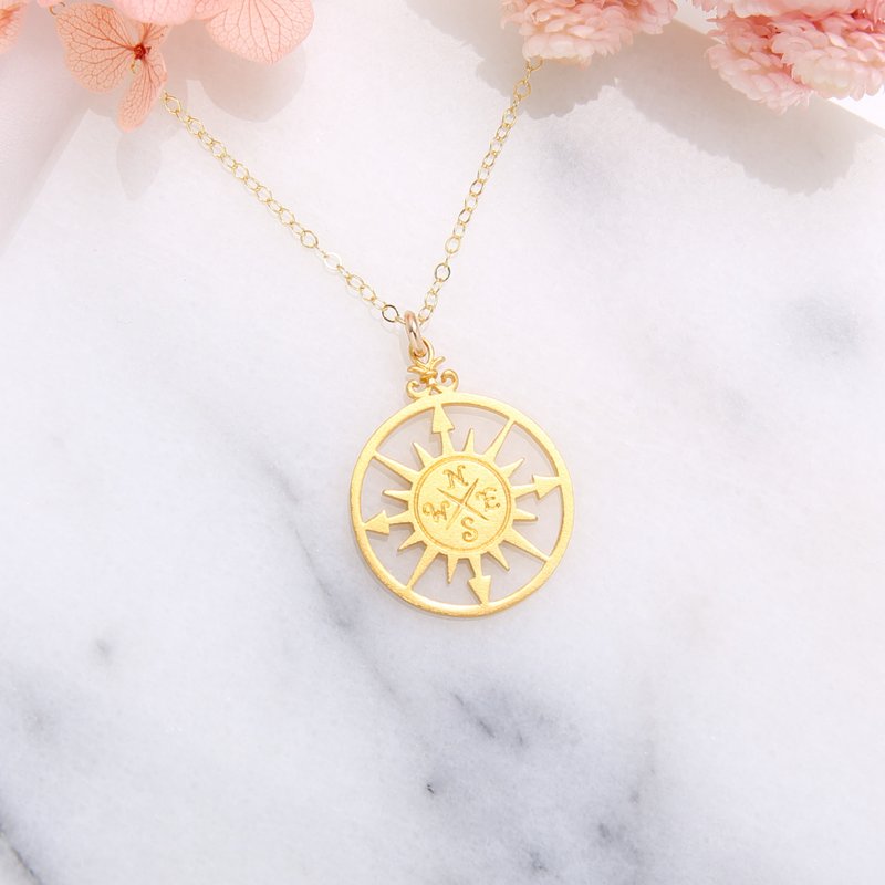 【Angel & Me】Iris Compass s925 sterling silver 24k gold plated necklace gift - Necklaces - Sterling Silver Gold