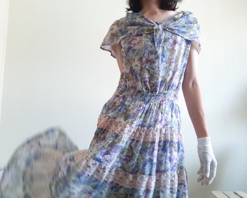 70s vintage エプロン ワンピース ボタニカル 70s vintage エプロン ワンピース ボタニカル