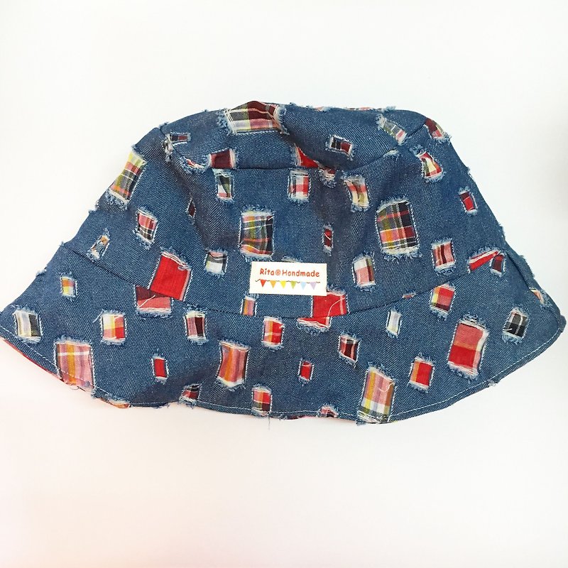 （クリスマスプレゼント交換）独立オリジナル帽子夏シリーズは帽子が両側で使用することができます必要があります - 帽子 - コットン・麻 ブルー