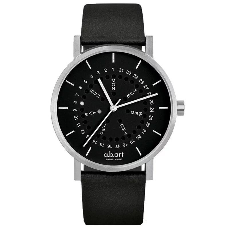 a.b.art  O系列經典日期星期圓盤跳點腕錶-黑 O502 - 男裝錶/中性錶 - 不鏽鋼 黑色