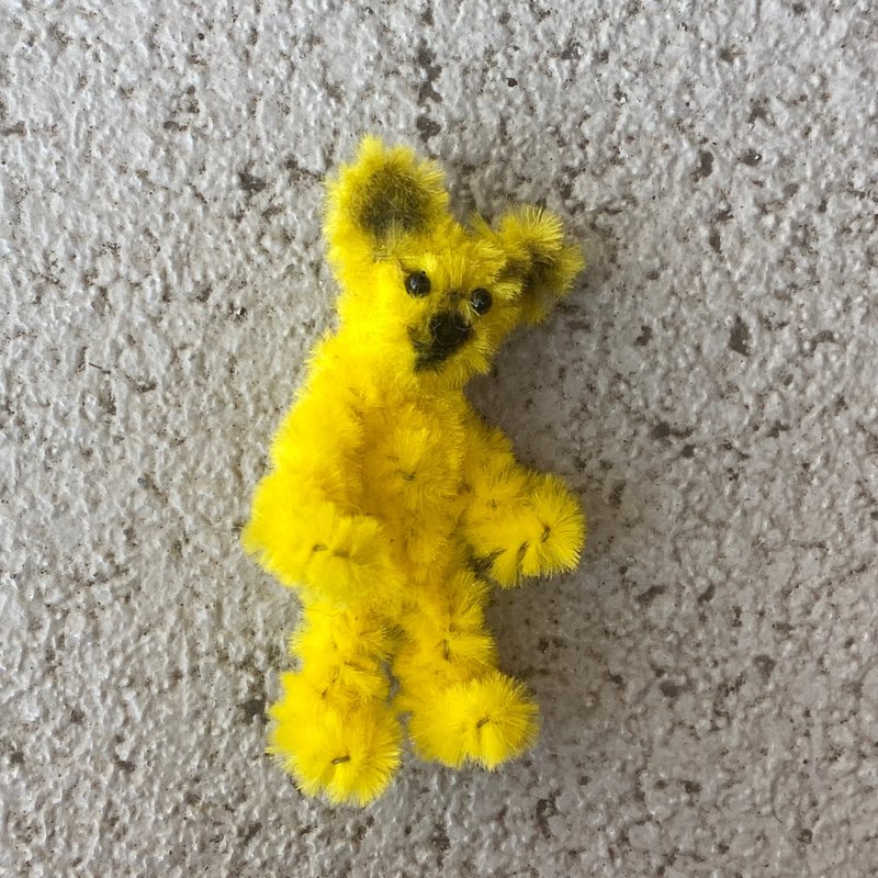 Colorful bear 5cm bear yellow-hair root twist stick handmade - Stuffed Dolls & Figurines - Other Materials Yellow