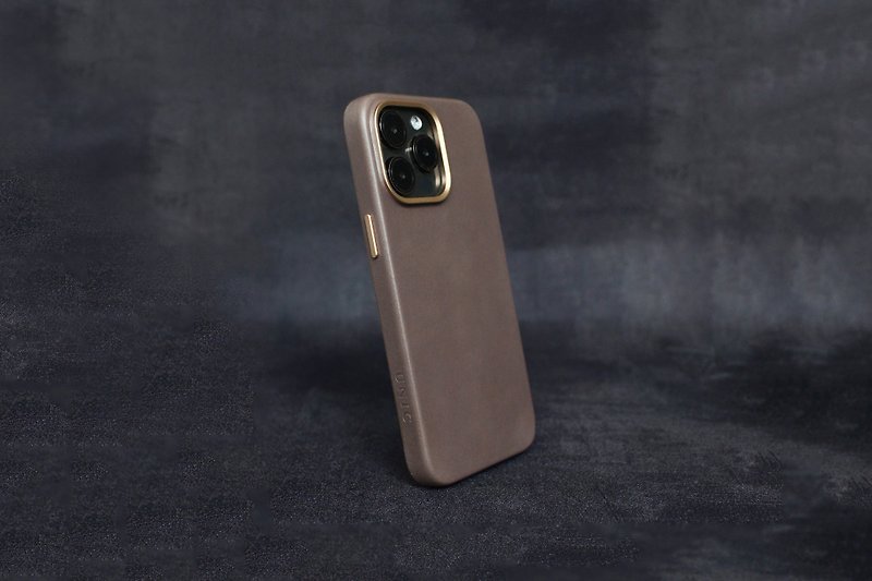 UNIC皮革磁吸手機殼iPhone15 Pro/ProMAX【質感灰/新色登場】 - 手機殼/手機套 - 真皮 灰色