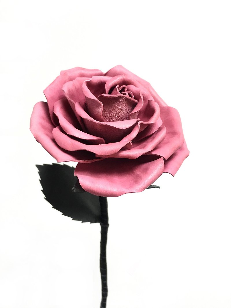 ショッキングピンクのレザーローズローズ[花] - 観葉植物 - 革 ピンク
