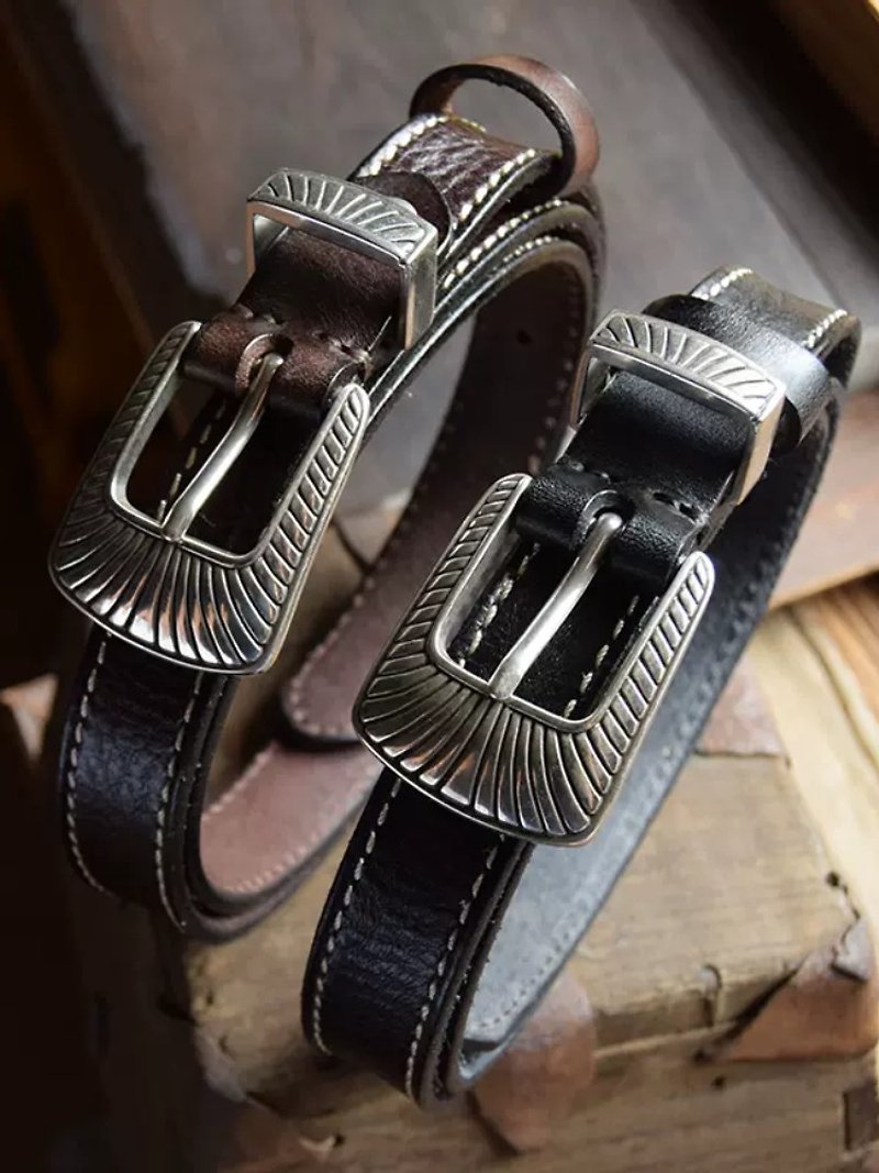 Retro Genuine Leather 2.5CM Pin Buckle Belt For Jeans Handmade Cowhide Belts - Belts - Genuine Leather Black