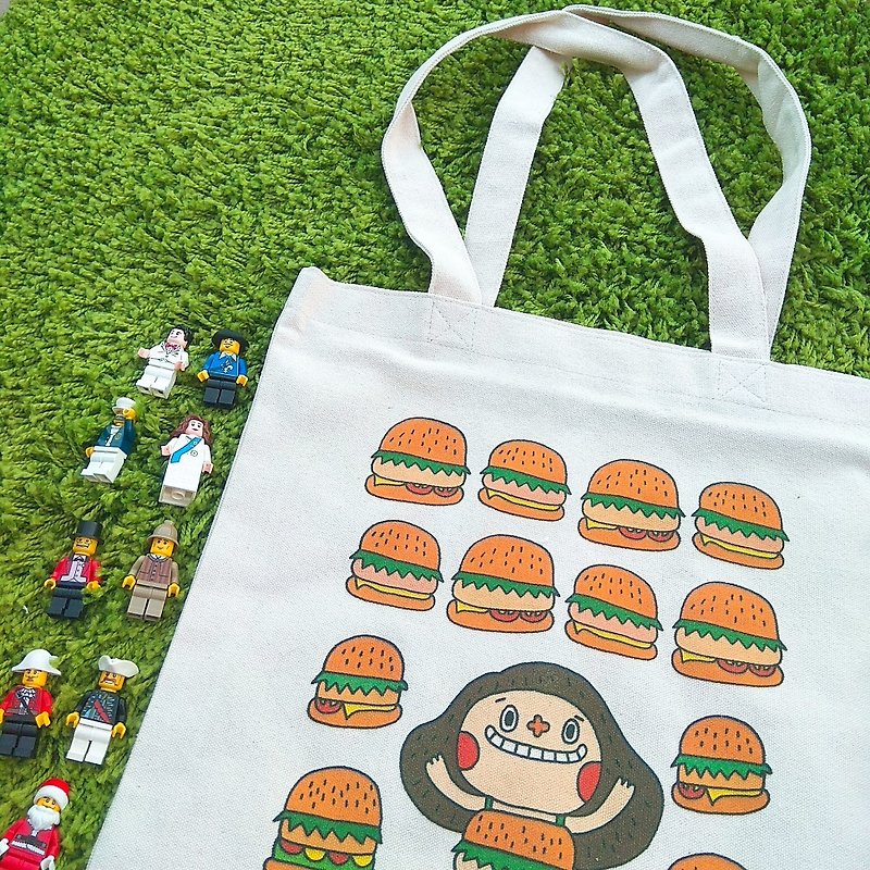 Flower big nose hamburger canvas bag :) - Messenger Bags & Sling Bags - Cotton & Hemp Multicolor