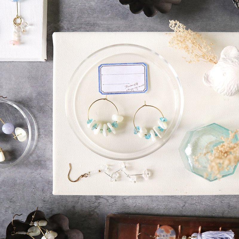 Ice Crystal Wreath Handmade Earrings - Tidal Shell Apatite - Earrings & Clip-ons - Jade Blue