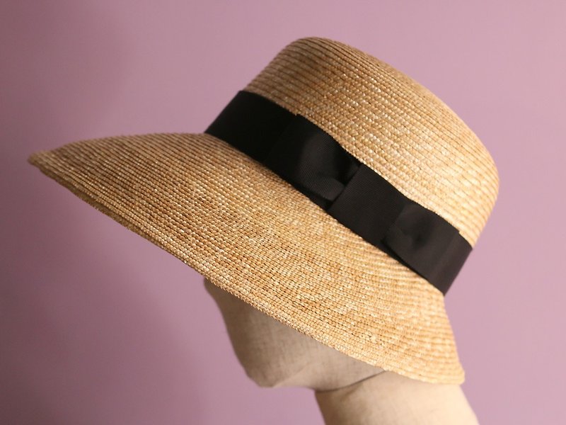 Wide Brim Straw Hat Cecil - หมวก - วัสดุอื่นๆ สีดำ