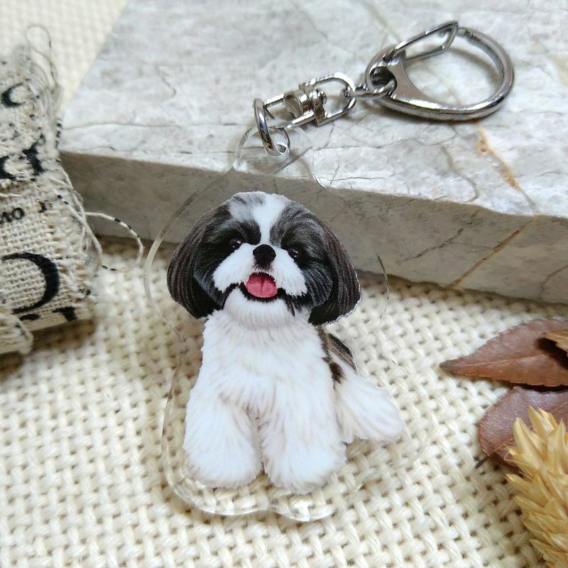西施犬-Olga-壓克力吊飾(鑰匙圈)-雙面圖案-新廠商 - 鑰匙圈/鑰匙包 - 壓克力 