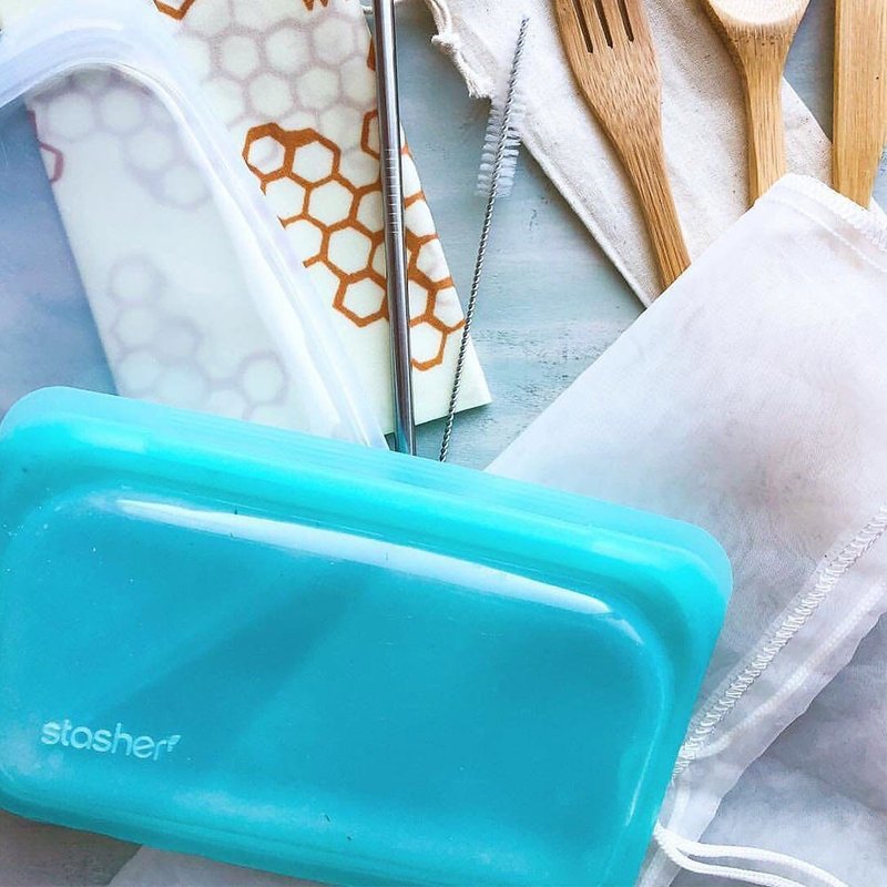 American Stasher long Silicone seal bag-Lake Blue - Lunch Boxes - Silicone Blue