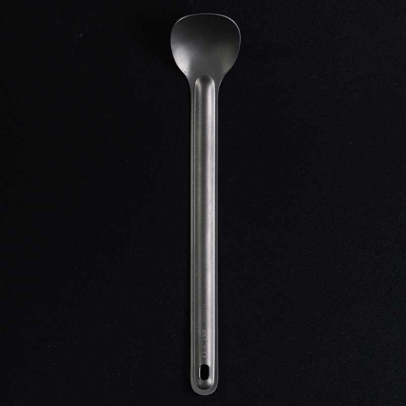 Titanium long-handled spoon-hanging hole-extremely lightweight tableware-long-handled design-with storage bag - Cutlery & Flatware - Other Metals Silver