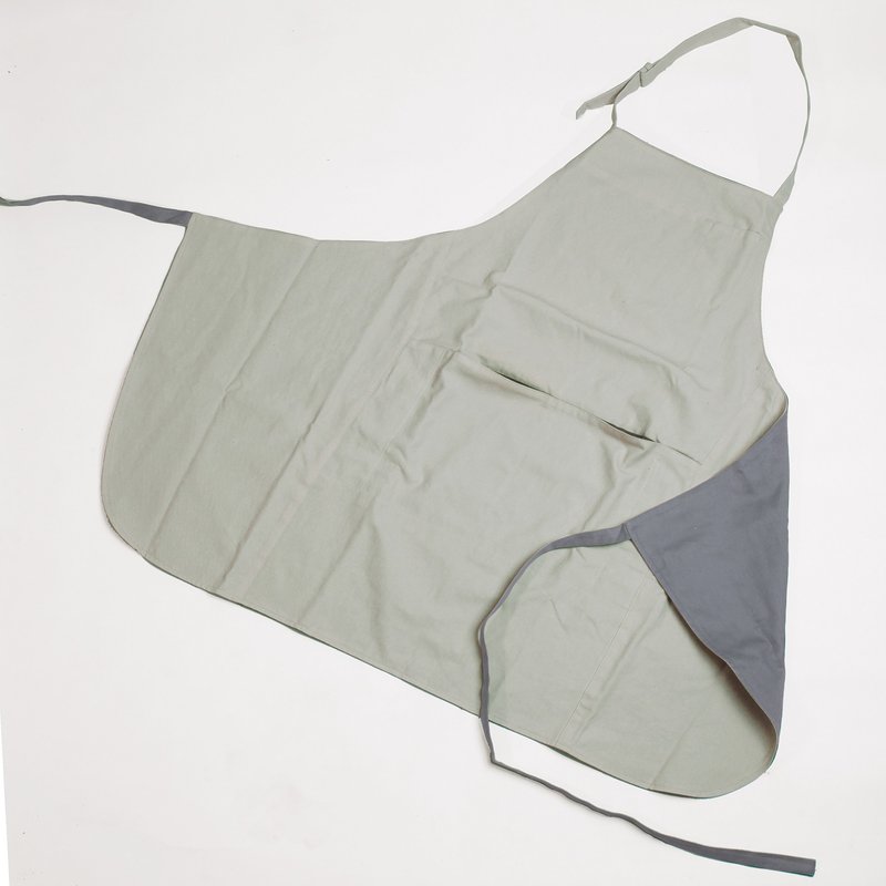 Extended version - fashion work apron - light gray green - Aprons - Cotton & Hemp White