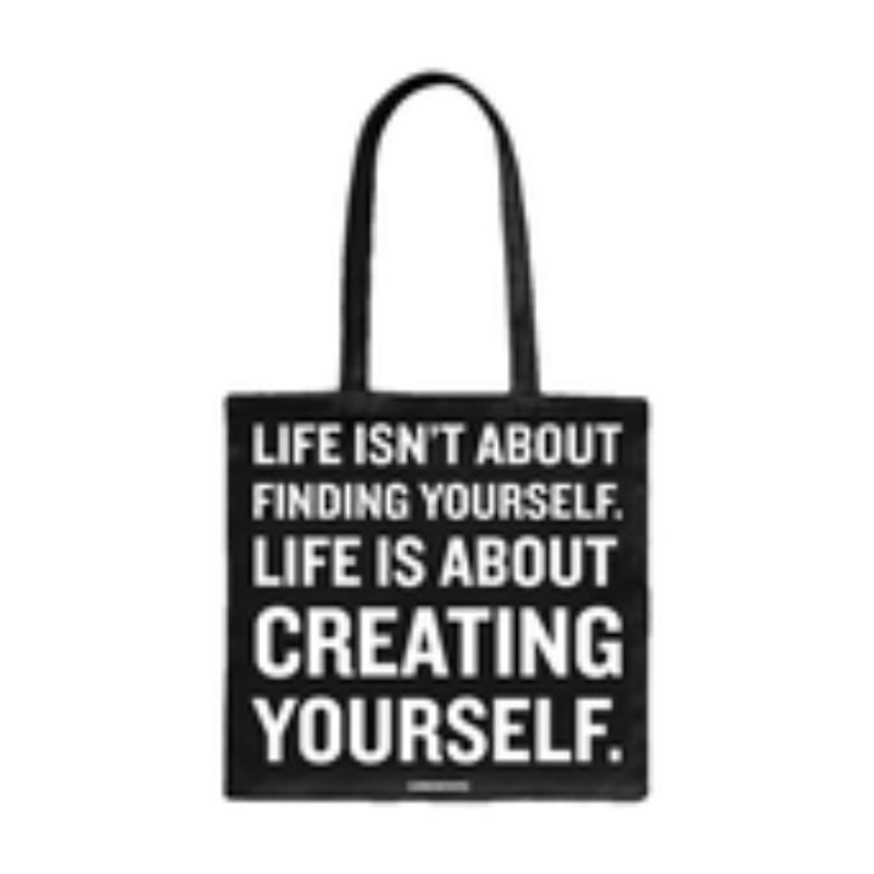 Creating Yourself Canvas Bag - กระเป๋าแมสเซนเจอร์ - ผ้าฝ้าย/ผ้าลินิน สีดำ