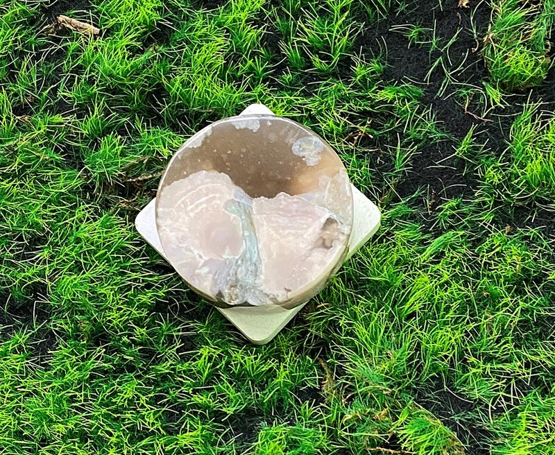 天然油畫風雪花櫻花瑪瑙風景石 可愛 浪漫 能量 旺姻緣 旺人緣 - 擺飾/家飾品 - 玉石 