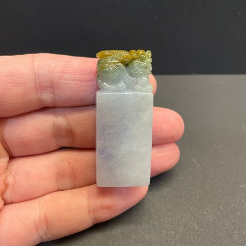 元元圓滾滾 水晶手鍊 瀚玉珠寶 天然翡翠 紫羅蘭帶黃貔貅印章 紫羅蘭印章 翡翠印章